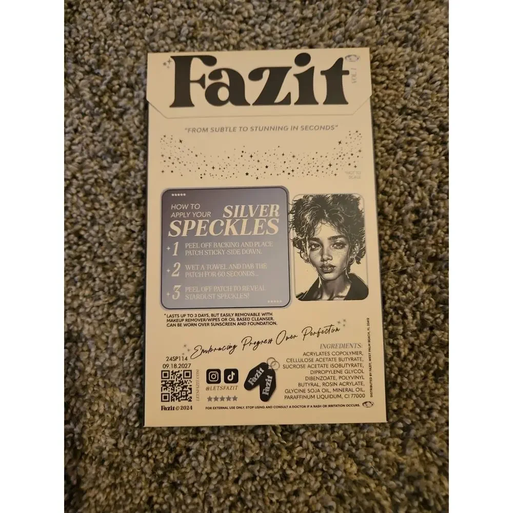 Fazit Makeup Patches Silver‎ Speckles Glitter Freckles 6 Pack Sparkle Glam New